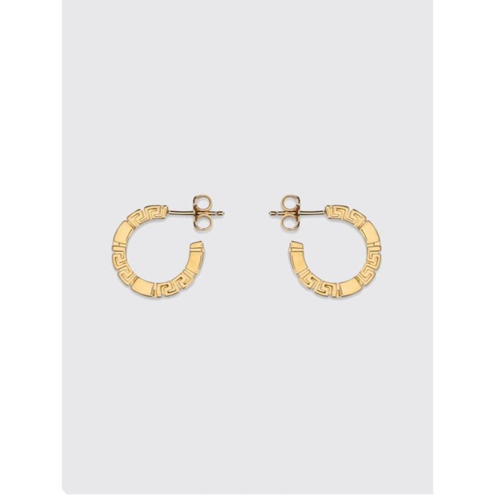 Versace Women Versace Gold-Tone Metal Hoop Earrings With Engraved Greca Pattern